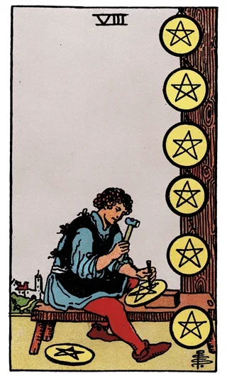 Eight of Pentacles Tarot Card