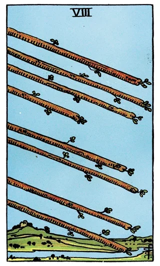 Eight of Wands Tarot Card